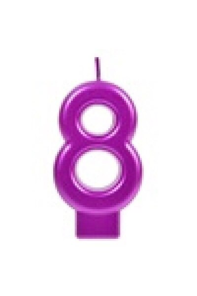 OEM Birthday Candle Fuchsia Metallic No.8