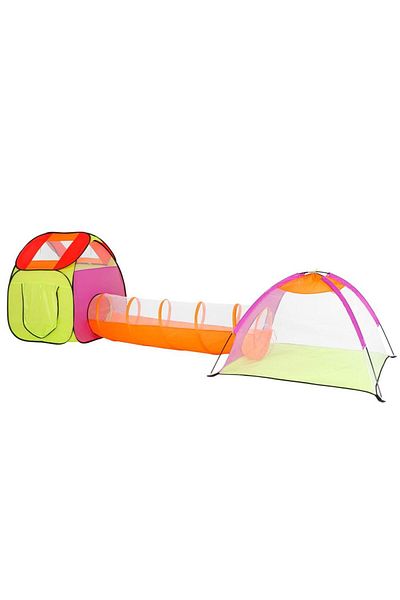 SERSIMO 3-in-1 playground for children, multifunctional, house, tunnel and tent, 385x120x115cm, multicolor