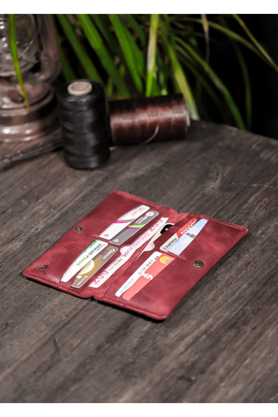 Jakinta Outdoors Genuine Leather Long Wallet – Handmade Vintage Style