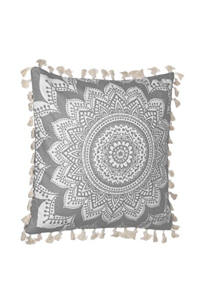 OEM Summer Cotton Pillow Grey Mandala with Fringe