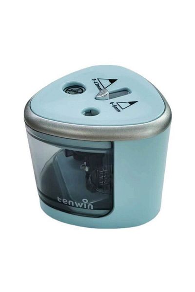 OEM Ascuțitoare electrică cu 2 găuri, gri, 7,5 x 7,5 x 7,5 cm, albastră