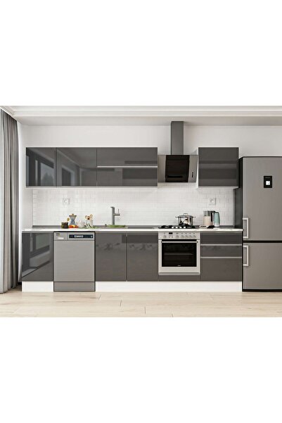 Alvinka 305X210 Cm High Gloss Mutfak Dolabı M-E80S45S60-2 High Gloss | Antras...