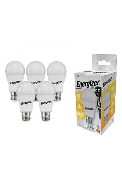Energizer Set 5 becuri LED GLS, E27, 1060lm, lumină neutră, 12 W, echivalent cu 75 W, clasă energetică F