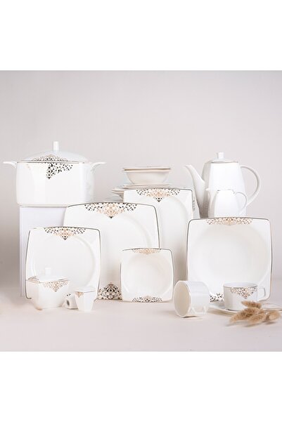 LA MESA gold bone porcelain dinner set 85 pcs