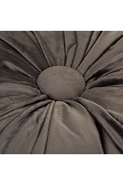 OEM Perna decorativa gri, rotunda, cu doua fete, model catifelat cu nasture, 40x10 cm