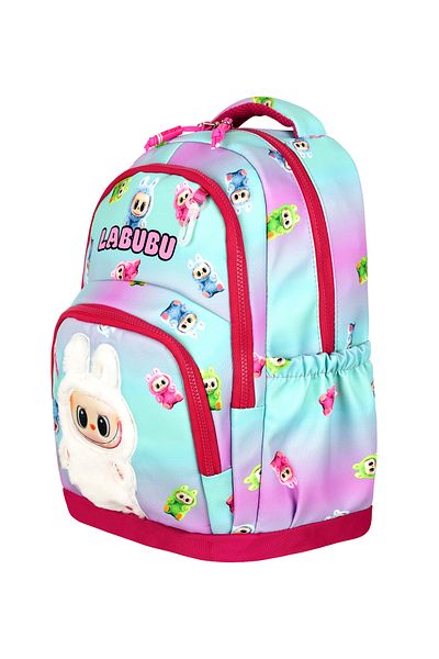 BGT BEGATİ Labubu Patterned Triple Children's Primary School Bag Special Fabric (Bag.Thermal Lunch.Pencil Holder)