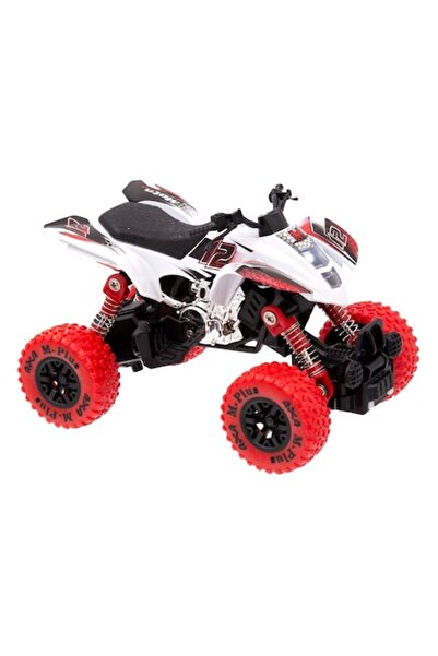 OEM Jucărie ATV, Model 1:32, Sunet și lumini, Metal, Baterii incluse, Alb-Roș...