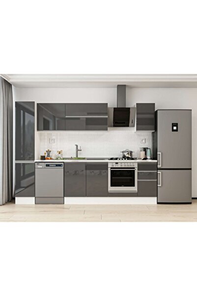 Alvinka 280X210 Cm High Gloss Mutfak Dolabı Mb-E80B40S40-2 High Gloss | Antra...