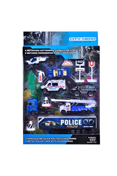 OEM Set Masinute de Politie din Metal cu Accesorii - Scara 1:87