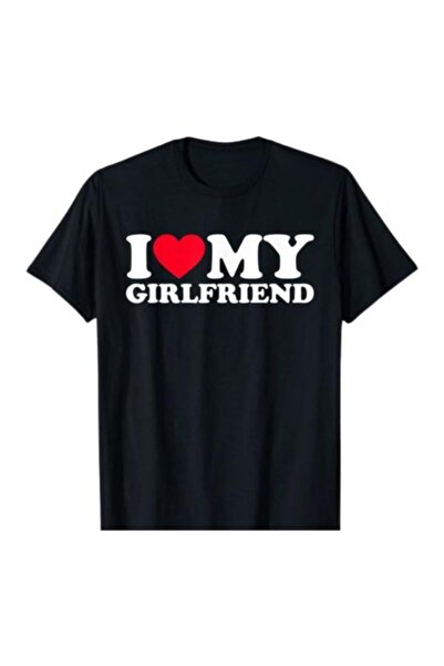 CRTX Tricou bărbătesc, pentru cuplu, personalizat manual cu vinil, I LOVE MY ...