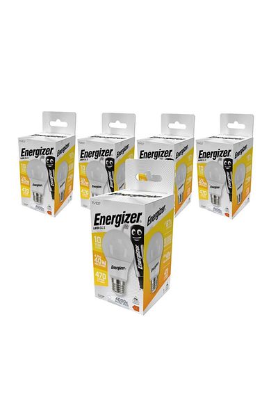 Energizer Set 5 becuri LED mini glob, 4.9W, E27, 470 lumeni, 4000K, lumină neutră, clasa energetică F