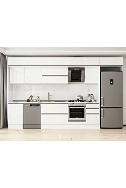 Alvinka 385X240 Cm High Gloss Mutfak Dolabı Mb-E90S50S45-2 High Gloss | Beyaz - Mdf