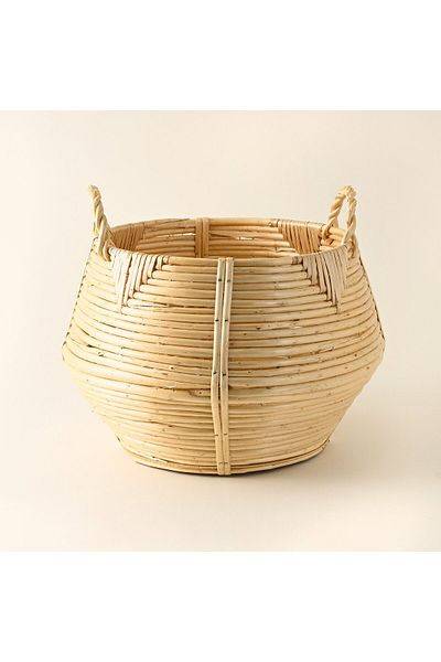 homez willow rattan basket L, beige 41*41*27cm