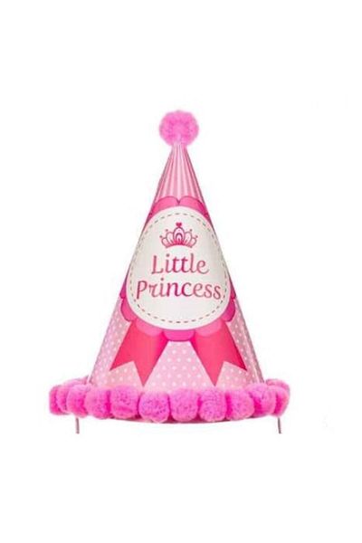 OEM Pălărie de petrecere Mică Prințesă Roz cu Pom-Pom 18cm