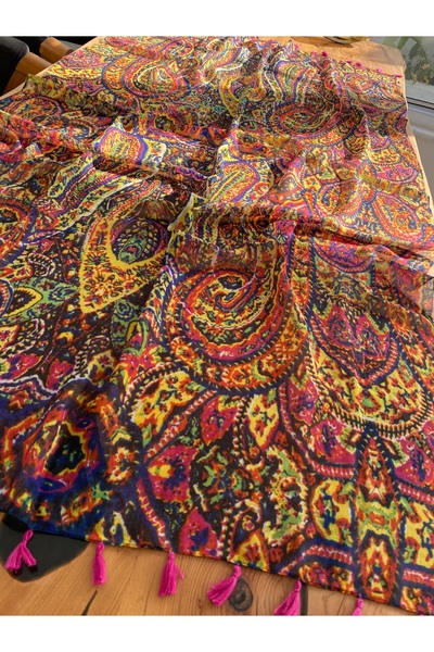 Bohemian Ethnic Patterned Organic 190 X 100 cm Pareo Shawl Paisley 1758094