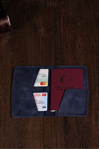 Hakiki Deri Pasaport Kılıfı El Yapımı Seyahat Cüzdanı Deri Pasaport Kapağı