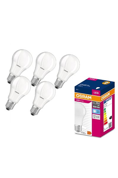 Osram Set 5 Becuri Glob LED, E27, Echivalent 8.5 W 60W, Lumină 360°, Lumină neutră 4000K, 806 lm, En
