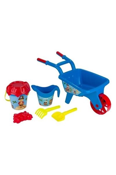 OEM Set de jucării interactive cu nisip, roabă, lopată, greblă, 6 accesorii pentru model de pirați, pentru copii
