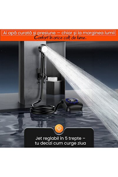 LEBLOU Portable Shower PS800 – Powerful jet adjustable in 3 stages, Digital Display, 8000mAh battery