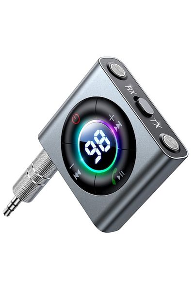 SOL Transmițător/receptor audio cu afișaj digital - JoyRoom, A18, Silicon Flex, Gri metalizat