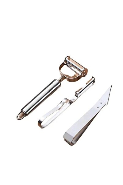 Flo Set 3 Piese de Curatat, Decojit, Feliat si Taiat Legume si Fructe, Otel Inoxidabil, cu Maner