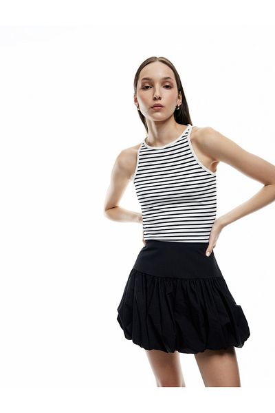 Koton Women's Tank Top 5Sal30050Ik Ecru Striped