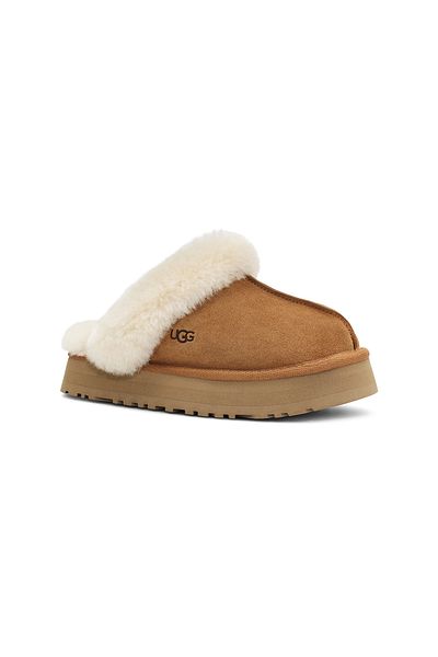 UGG Women's Comfortable Pillow Sole Eva Outsole 100% Genuine Suede Leather Tan Slippers 1122550-Chestnut