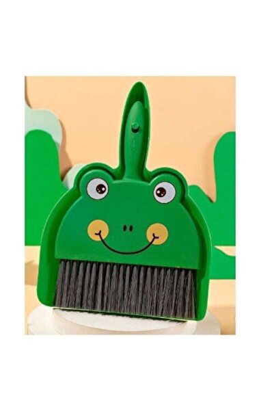 Flo Mini Broom and Dustpan Set, Household Use, for Office, Kitchen, Home, Frog Model, Green