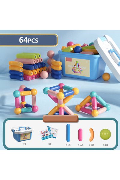 Choice6 64pcs storage box Magnetic Sticks Building Blocks Toys For Kids Montessori Educational Preschool Tod