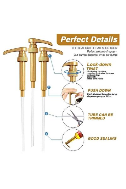 Yelajoy 10PCS Gold Syrup Pump Dispenser,Fits Most 750ml Syrup Bottle for Snow Cones Caramel,Syrup Pumps
