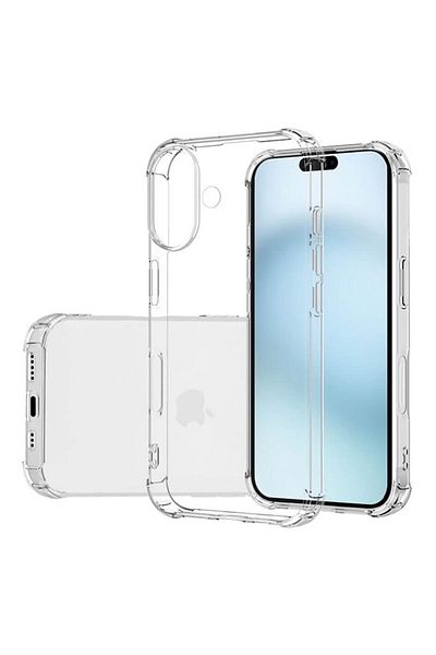 SOL Shockproof Clear Silicone Case for iPhone 16, W61, Polyurethane, Clear