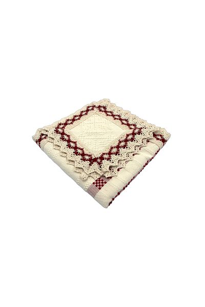 Nicoratex Cream tablecloth with red insert and lace cream with red 75×45 cm