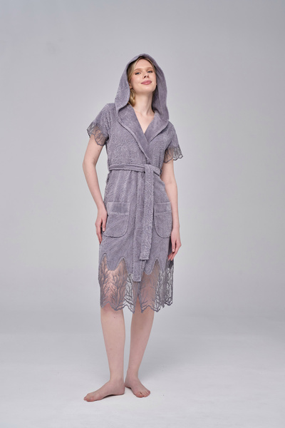 Nuşa Lace Niki Velvet Bamboo Cotton Dressing Gown