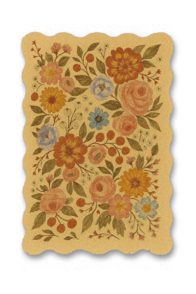 Rugs Modern Halı سجادة موسو صفراء غير متماثلة على شكل زهور بنمط زهور منسوجة بقاعدة حديثة للديكور mosso145