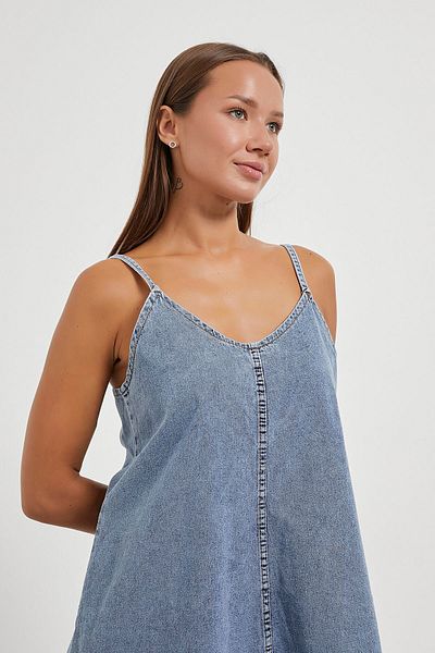 Arma Life Rochie de vară cu bretele subțiri pentru femei, mini blugi albastru