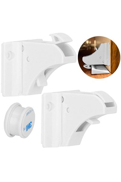 SERSIMO Set of 4 hidden magnetic fuses, drawer and door lock, 2 fixing systems included, white