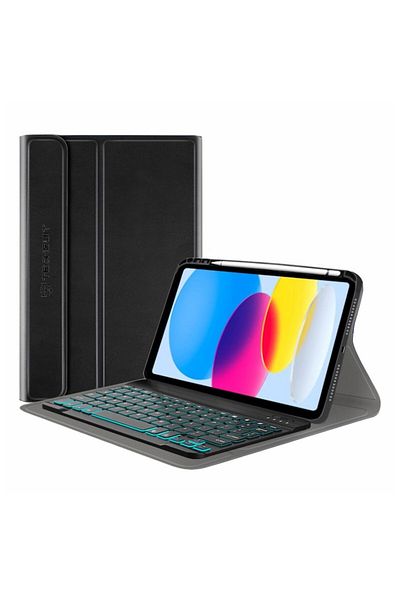 FEN High-Protection Case with Keyboard for iPad 10 2022 10.9/11 2025, U51, Silicone, Intense Dark