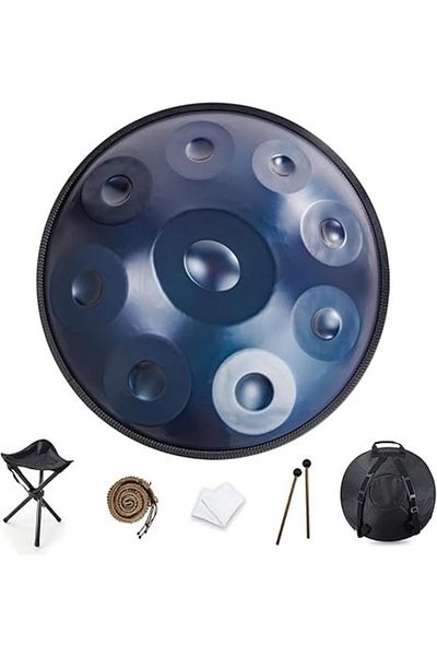 MegArya 22-Inch Professional Steel Tongue Drum Handpan in D Minor - Metallic Blue