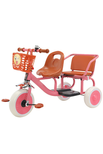 KidLe دراجة ثلاثية العجلات للأطفال، بمقعد مزدوج وسلة أمامية، دراجة ثلاثية الع...