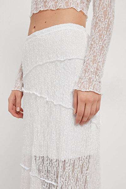 Arma Life Women's Transparent Lace Lined White Mini Skirt