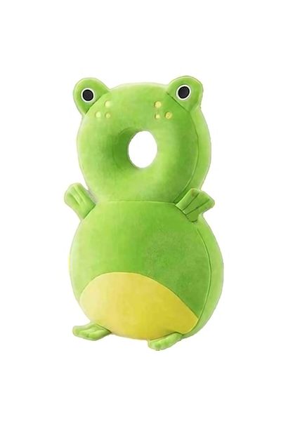 Flo Head Protection Backpack Pillow, Frog-Shaped Headrest for Babies, 33x6x19 cm, Green