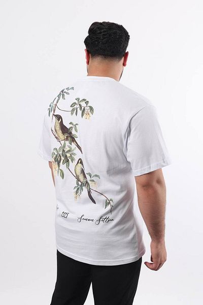 STOCX Men's Oversize "Statement" Text Detailed Bird Printed T-Shirt