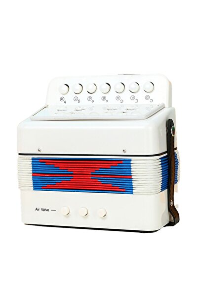 Flippy Children's Accordion Toy, 7 Buttons, 2 Bass, 18 x 17 x 10 cm, White