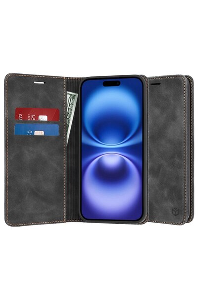 SOL Husa pentru iPhone 16, Confy Cover, Y48, Piele ecologica, Black