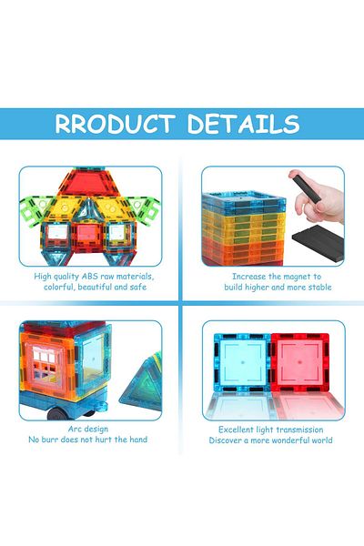 İSP Set de Constructie Magnetic cu 107 Piese, Educativ si Creativ, "LikeSmart MAG 107", Numeroase Posibi
