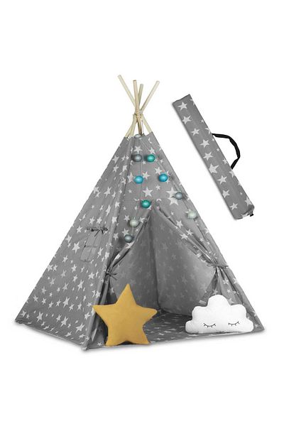 LikeSmart Montessori style play tent, "Likesmart Fluffy Clouds 100" for children, Garland with Lights, 2 P