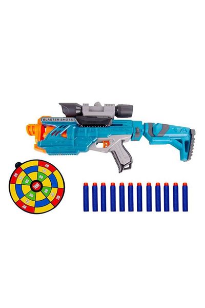 Flo Shooter Blue Orange Toy Army & 12 Foam Arrows with Target