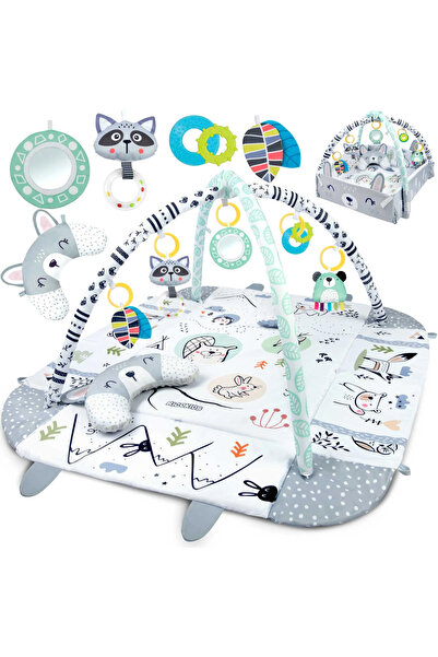 İSP Centru de activitati 3 in 1 si saltea de joaca "Happy Rabbit 7350" pentru copii si bebelusi cu 7 juc
