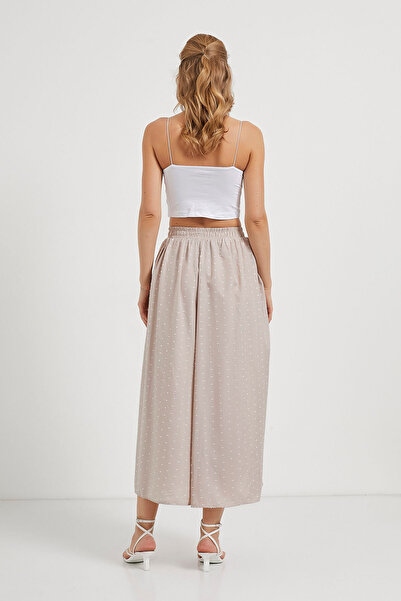 Arma Life Women's Jacquard Elastic Waist Cream Long Flared Skirt