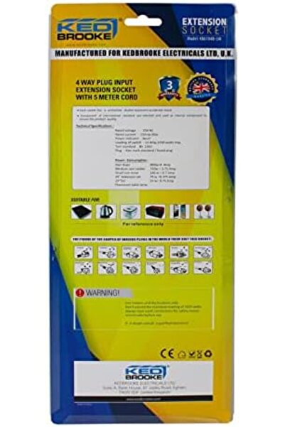 Generic KEDBROOKE 4 WAY Plug Input Extension Socket with 5 Meter Cord